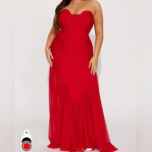 Fashion Nova Strapless Red Dress